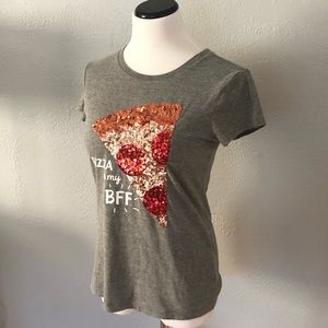 Justice girls pizza embellished t-shirt size 16